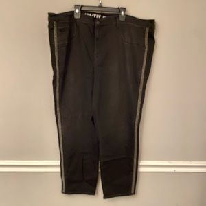 Target Plus Size Ava & Viv black jegging jeans sparkly stripe down side 26W
